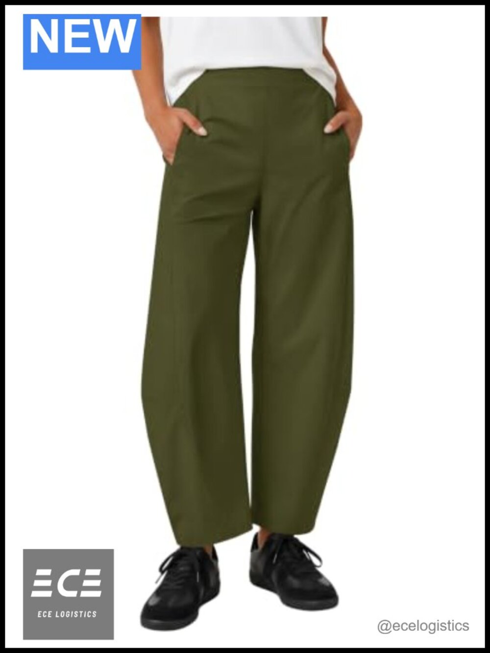 Barrel Leg Travel Pants Quick Drying Cropped Tapered Hem with Pockets
